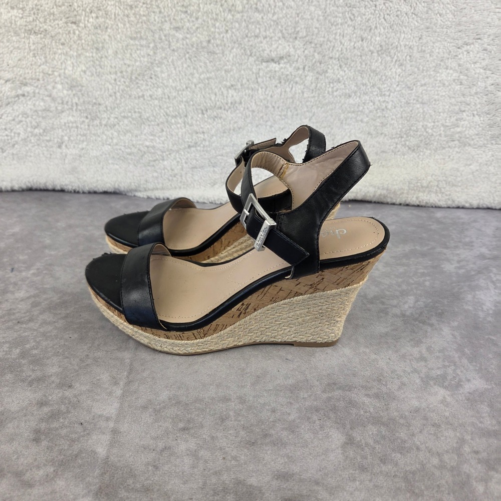 Charles by Charles David Black Espadrille Wedge Sandals Size 8.5 Cork Platform